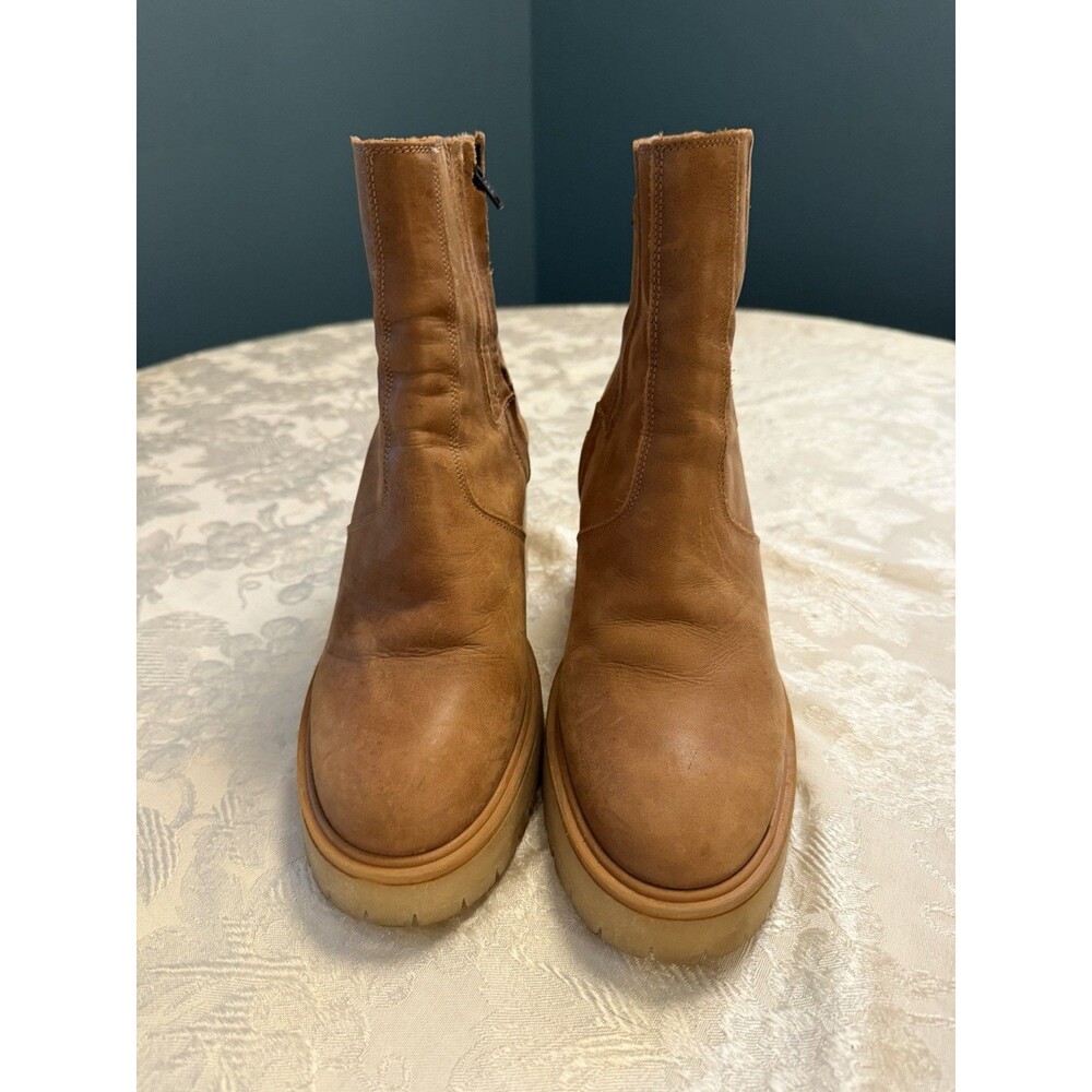 Free People Women's James Chelsea Boot Brown Leather Block Heel Platform 39/8.5 - Picture 2 of 16